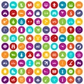 100 toys for kids icons set color