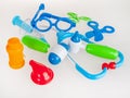 Toys for kids, toy tools for playing doctor, toy hammer, glasses, scissors