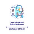 Toys, leisure and sports equipment concept icon