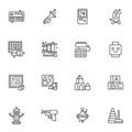 Toys line icons set