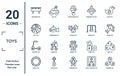 toys linear icon set. includes thin line keyboard toy, ball toy, scooter toy, circle spinner puzzle tent icons for report, Royalty Free Stock Photo