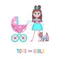 Toys for little princesses. Set of vector cliparts.