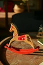 Toys made of wood. Detail view of a horse toy Royalty Free Stock Photo