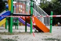 Toys from a playground in a park are being off limits due to the Covid-19 outbreak