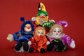 Toys that reminds childhood years - colorful dolls clowns