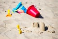 Toys in sand Royalty Free Stock Photo