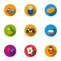 Toys set icons in flat style. Big collection of toys symbol