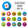 Toys set icons in flat style. Big collection toys vector symbol stock illustration