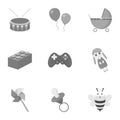 Toys set icons in monochrome style. Big collection of toys vector symbol stock illustration