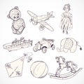 Toys sketch icons set Royalty Free Stock Photo
