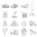 Toys Sketch Icons Set