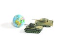 Toys Tank plastic as World War on white background, War, fight a