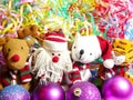 Toys, a tiger, Santa Klaus, a deer and a bear Royalty Free Stock Photo