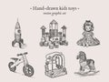 Toys vector hand-drawing set