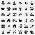 Toys vector icons set on gray