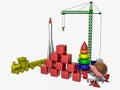 Toys on a white background. 3D rendering