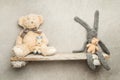 toys on a wooden shelf as digital backdrop or background for newborn baby photography, newborn photo setup and