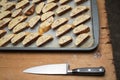 Tozzetti / Cantucci with kitchen knife Royalty Free Stock Photo