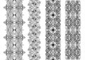 Seamless pattern with floral elements, black trim pattern set, Royalty Free Stock Photo