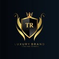 TR Letter Initial with Royal Template.elegant with crown logo vector, Creative Lettering Logo Vector Illustration