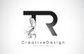 TR Letter Logo Design with Black Smoke. Royalty Free Stock Photo