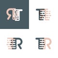 TR letters logo with accent speed pink and gray