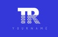 TR T R Dotted Letter Logo Design with Blue Background.