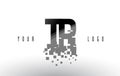 TR T R Pixel Letter Logo with Digital Shattered Black Squares