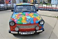 A closeup of colorful Trabant