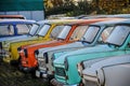 A row of old trabant cars Royalty Free Stock Photo