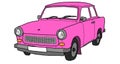 Trabant pink sketch retro car