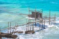 Trabocchi coast of Punta Aderci in Vasto - Abruzzo region - Chieti province- trabucco or trabocco is old wooden Royalty Free Stock Photo