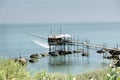 Trabocchi coast. View of the Trabocco Punta le Morge, Ancient fishing machine, Abruzzo, Italy Royalty Free Stock Photo