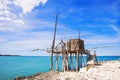 Trabucco in the National Park of Gargano, Vieste, Puglia Royalty Free Stock Photo