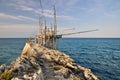 Trabucco, typical italian fishing machine. Royalty Free Stock Photo