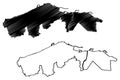 Trabzon City Republic of Turkey, Black Sea Region map vector illustration, scribble sketch City of Trebizond map