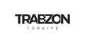 Trabzon in the Turkey emblem. The design features a geometric style, vector illustration with bold typography in a modern font.