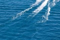 Trace from a boat on the surface of the water