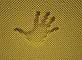 Trace children`s hands. handprint on printscreen