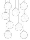 Trace and color Christmas ornaments worksheet. Handwriting practice for kids. Christmas balls on white background Royalty Free Stock Photo