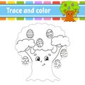 Trace and color. Coloring page for kids. Handwriting practice. Education developing worksheet. Activity page. Game for toddlers.