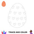 Trace and color Easter egg with heart pattern. Handwriting practice for kids. Tracing and coloring page for preschoolers Royalty Free Stock Photo