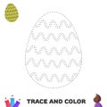 Trace and color Easter egg with pattern waves. Handwriting practice for kids. Tracing and coloring page for preschoolers Royalty Free Stock Photo