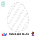 Trace and color Easter egg with waves pattern. Handwriting practice for kids. Tracing and coloring page for preschoolers Royalty Free Stock Photo