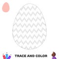 Trace and color Easter egg with zig zag pattern. Handwriting practice for kids. Tracing and coloring page for preschoolers Royalty Free Stock Photo