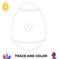 Trace and color egg with waves and heart. Handwriting practice for kids. Activity leisure page for preschoolers