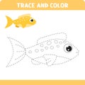 Trace and color game for kids. Outline fish