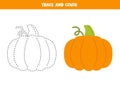 Trace and color hand drawn vector pumpkin