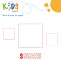 Trace & color the shape. Preschool worksheet practice.