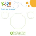 Trace & color the shape. Preschool worksheet practice.